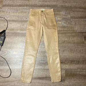 L'Agence Tan Margot Skinny High-Rise Faux Leather Cappuccino Coated Jeans 25
